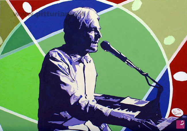 quadri astratti - Rappresentazione in stile Pop Art di Richard Wright, tastierista dei Pink Floyd